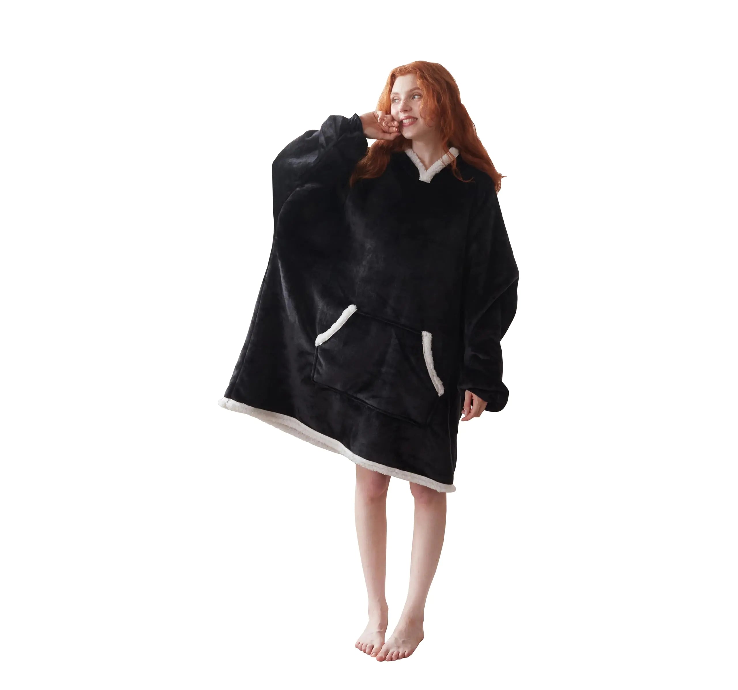 Cloudrobe™ Wearable Blanket Hoodie – Sherpa Fleece Comfort for Men & Women